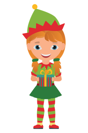 Girl wearing christmas elf costume  Illustration