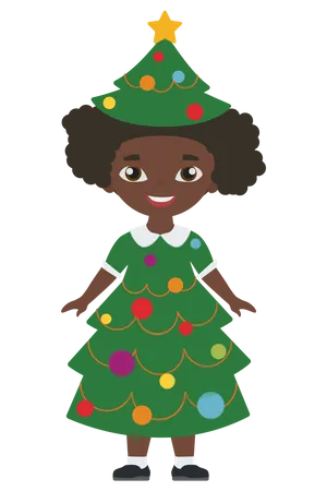 Girl wearing christmas tree costume  Illustration