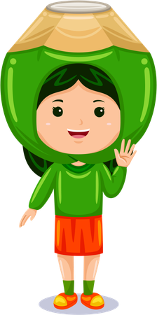 Girl wearing coconut costume  Illustration