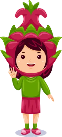 Girl wearing dragon fruit costume  Illustration