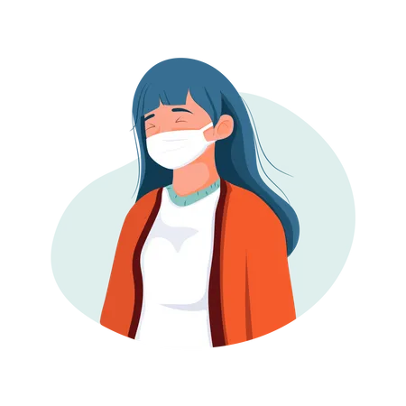Girl Wearing Face mask  Illustration