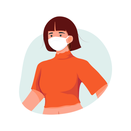 Girl Wearing Face mask  Illustration