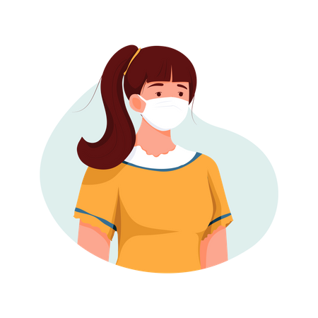 Girl Wearing Face mask  Illustration