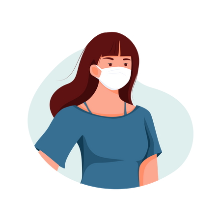 Girl Wearing Face mask  Illustration