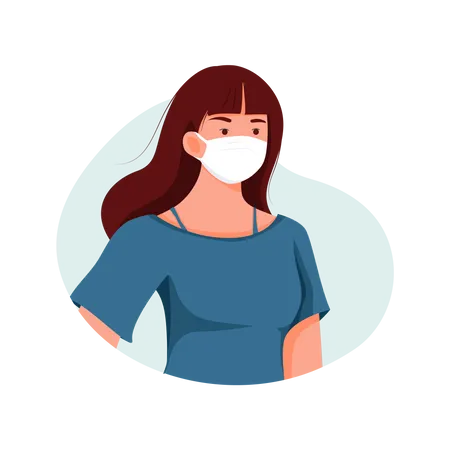 Girl Wearing Face mask  Illustration