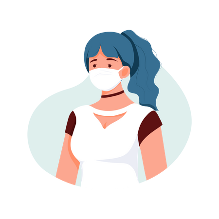 Girl Wearing Face mask  Illustration