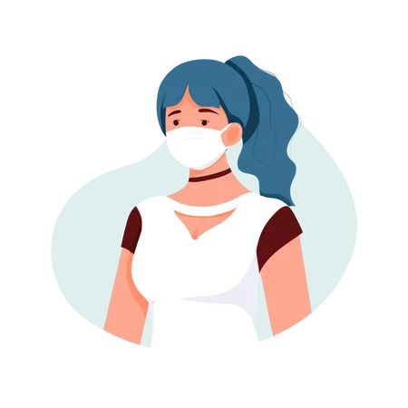 Girl Wearing Face mask  Illustration