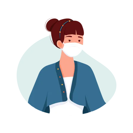 Girl Wearing Face mask  Illustration