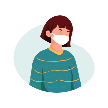 Girl Wearing Face mask  Illustration