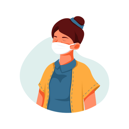 Girl Wearing Face mask  Illustration