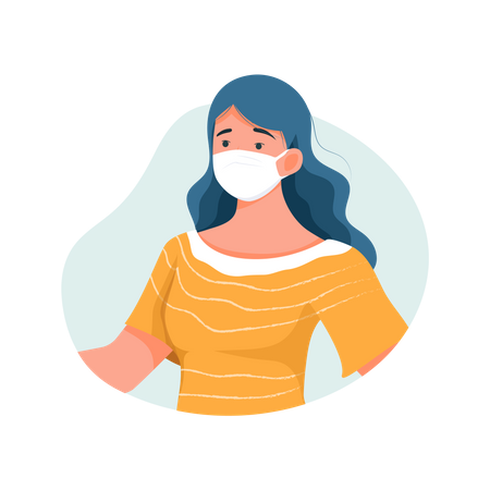 Girl Wearing Face mask  Illustration