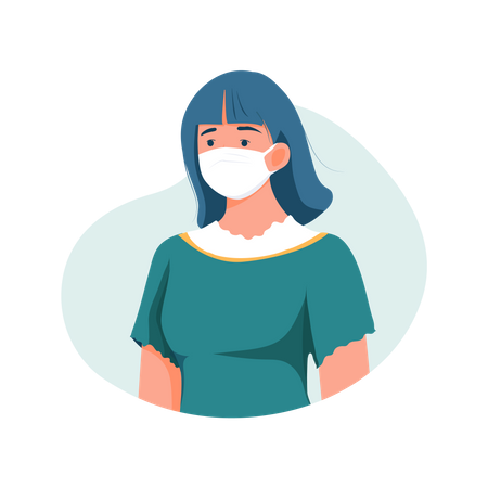 Girl Wearing Face mask  Illustration