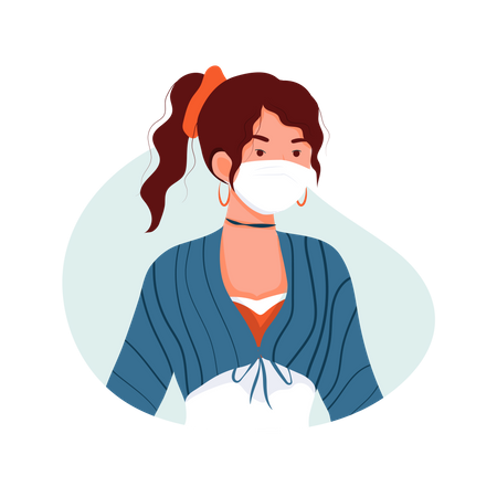 Girl Wearing Face mask  Illustration