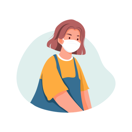 Girl Wearing Face mask  Illustration