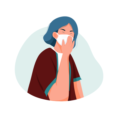 Girl Wearing Face mask  Illustration