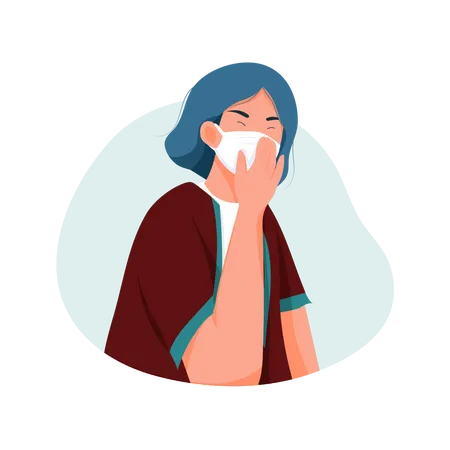 Girl Wearing Face mask  Illustration