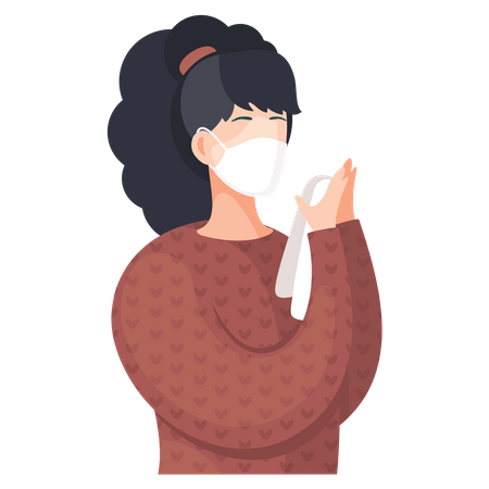 Girl Wearing face medical masks  Illustration