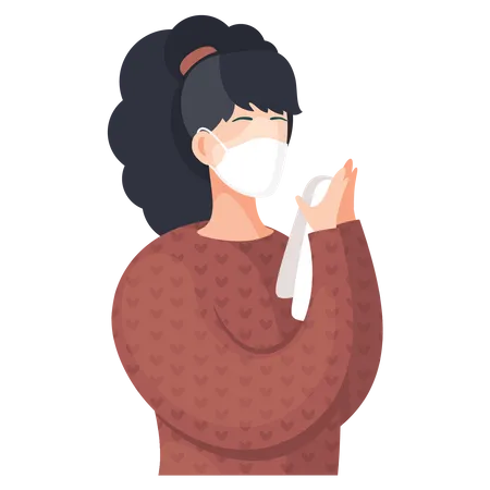 Girl Wearing face medical masks  Illustration