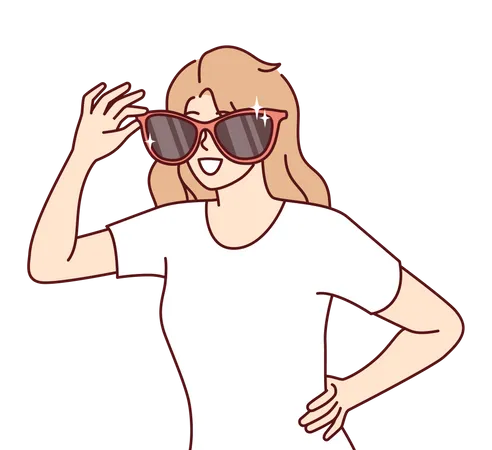 Girl wearing fancy sunglasses Illustration