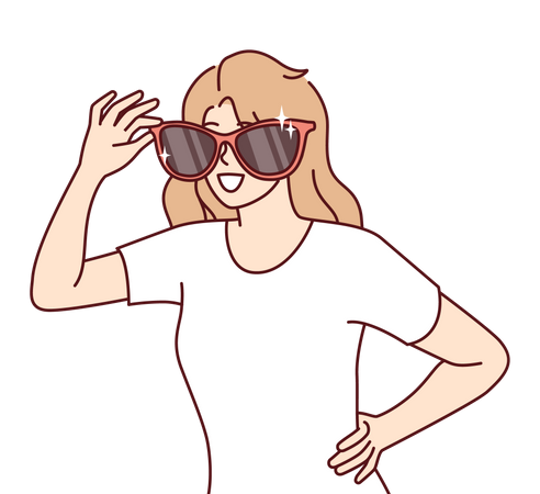 Girl wearing fancy sunglasses  Illustration