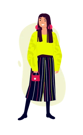 Girl wearing fashionable clothes  Illustration