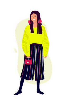 Girl wearing fashionable clothes  Illustration