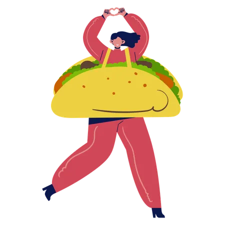 Girl Wearing Food Costume  Illustration