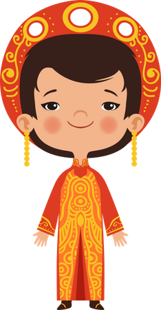 Girl wearing foreign outfit Illustration
