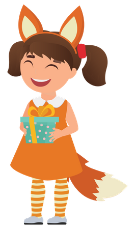 Girl wearing fox costume  Illustration