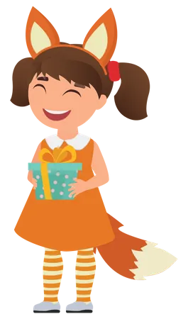 Girl wearing fox costume  Illustration