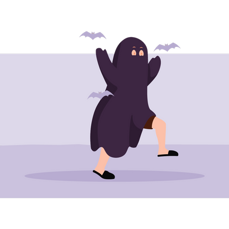 Girl wearing ghost costume  Illustration