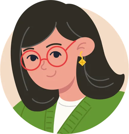 Girl Wearing Glasses and Green Sweater  Illustration