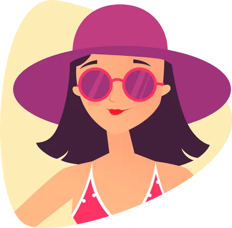 Girl Wearing Goggles And Hat  Illustration