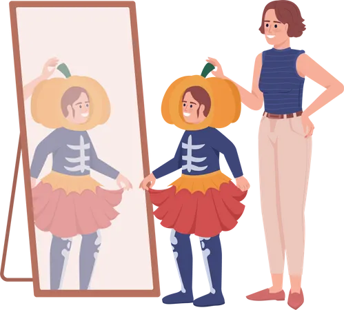 Girl wearing halloween costume Illustration