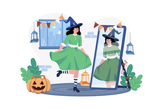 Girl wearing Halloween costume  Illustration