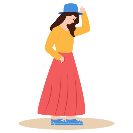 Girl wearing hat Illustration
