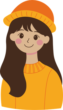 Girl Wearing Hat and Warm Clothes  Illustration