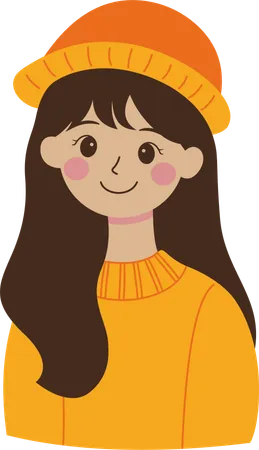 Girl Wearing Hat and Warm Clothes  Illustration