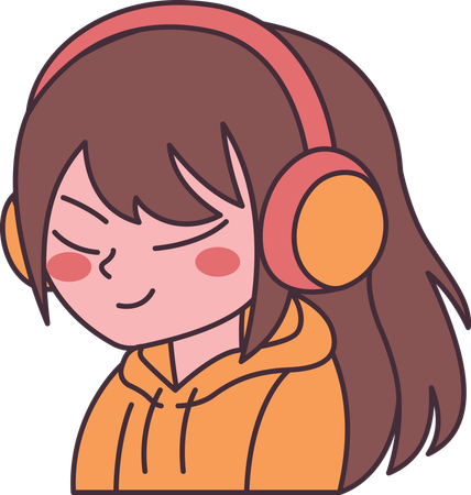 Girl wearing headset with sad expression  Illustration