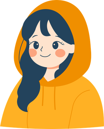 Girl Wearing Hoodie and Warm Clothes  Illustration