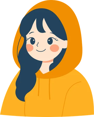 Girl Wearing Hoodie and Warm Clothes  Illustration