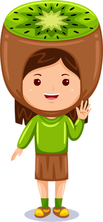 Girl wearing kiwi costume  Illustration