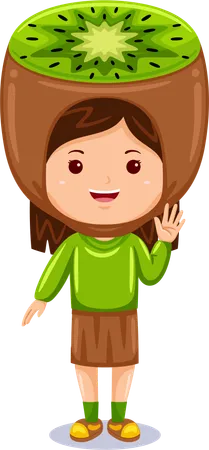 Girl wearing kiwi costume  Illustration