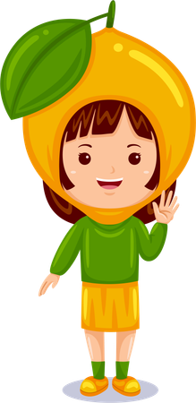 Girl wearing lemon costume  Illustration