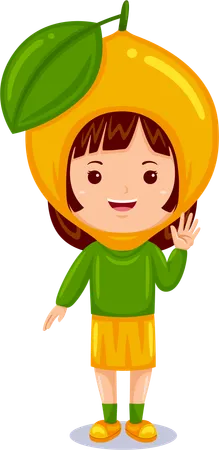 Girl wearing lemon costume  Illustration