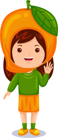 Girl wearing mango costume  Illustration