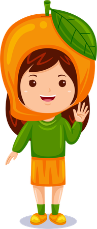 Girl wearing mango costume  Illustration