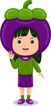 Girl wearing mangosteen costume  Illustration