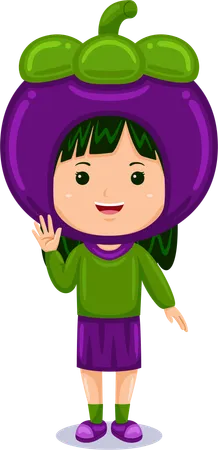 Girl wearing mangosteen costume  Illustration