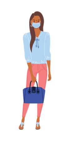 Girl Wearing Medical Masks  Illustration